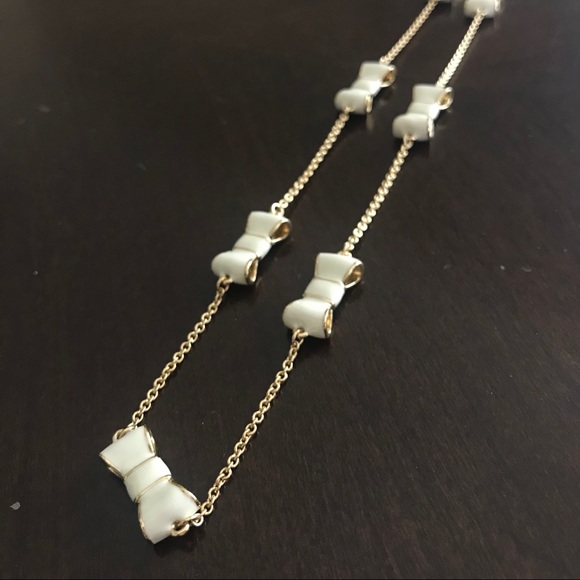 New Kate Spade White Bow Gold Necklace - Picture 2 of 4
